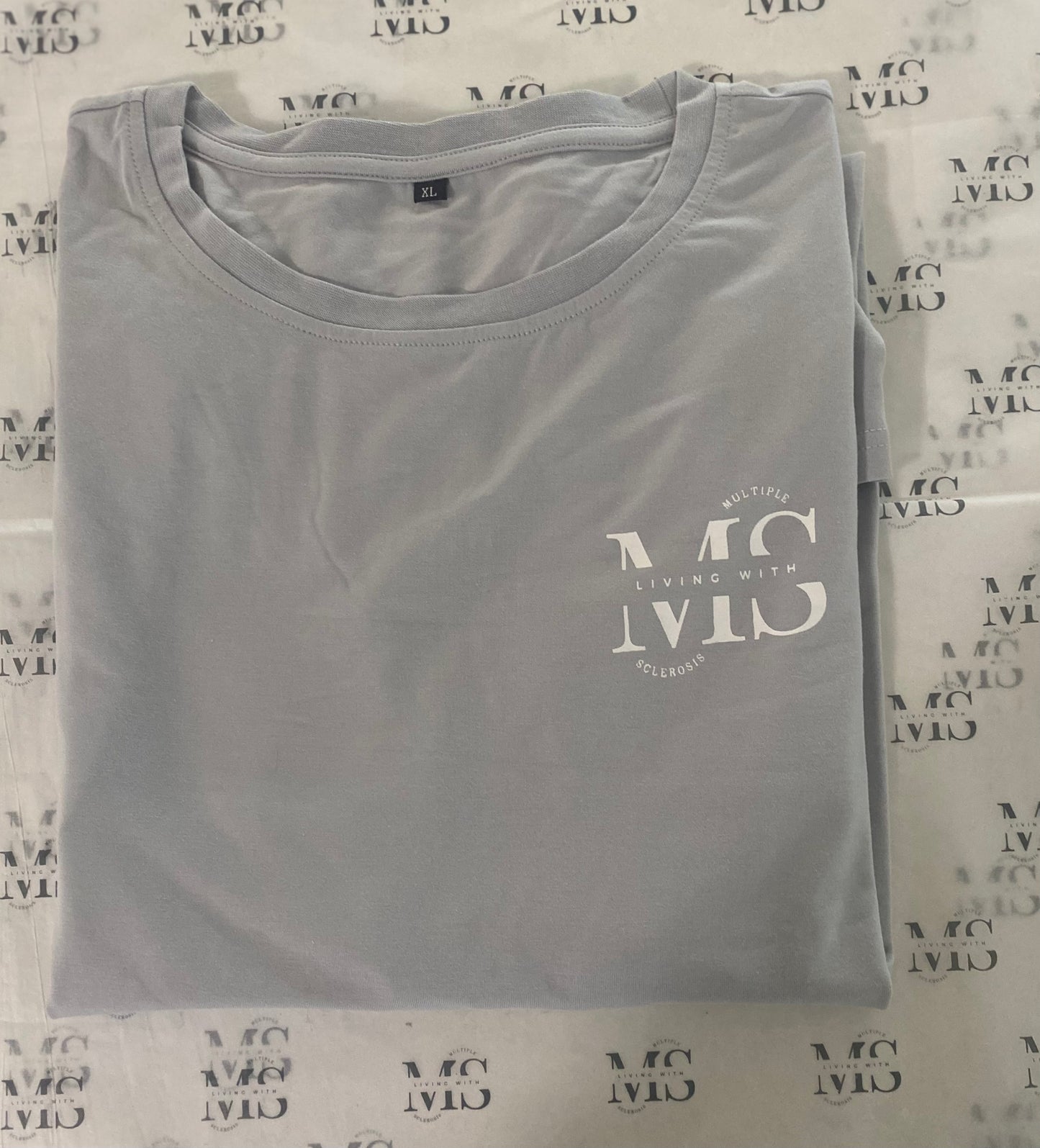 Grey T-shirt with White living with logo