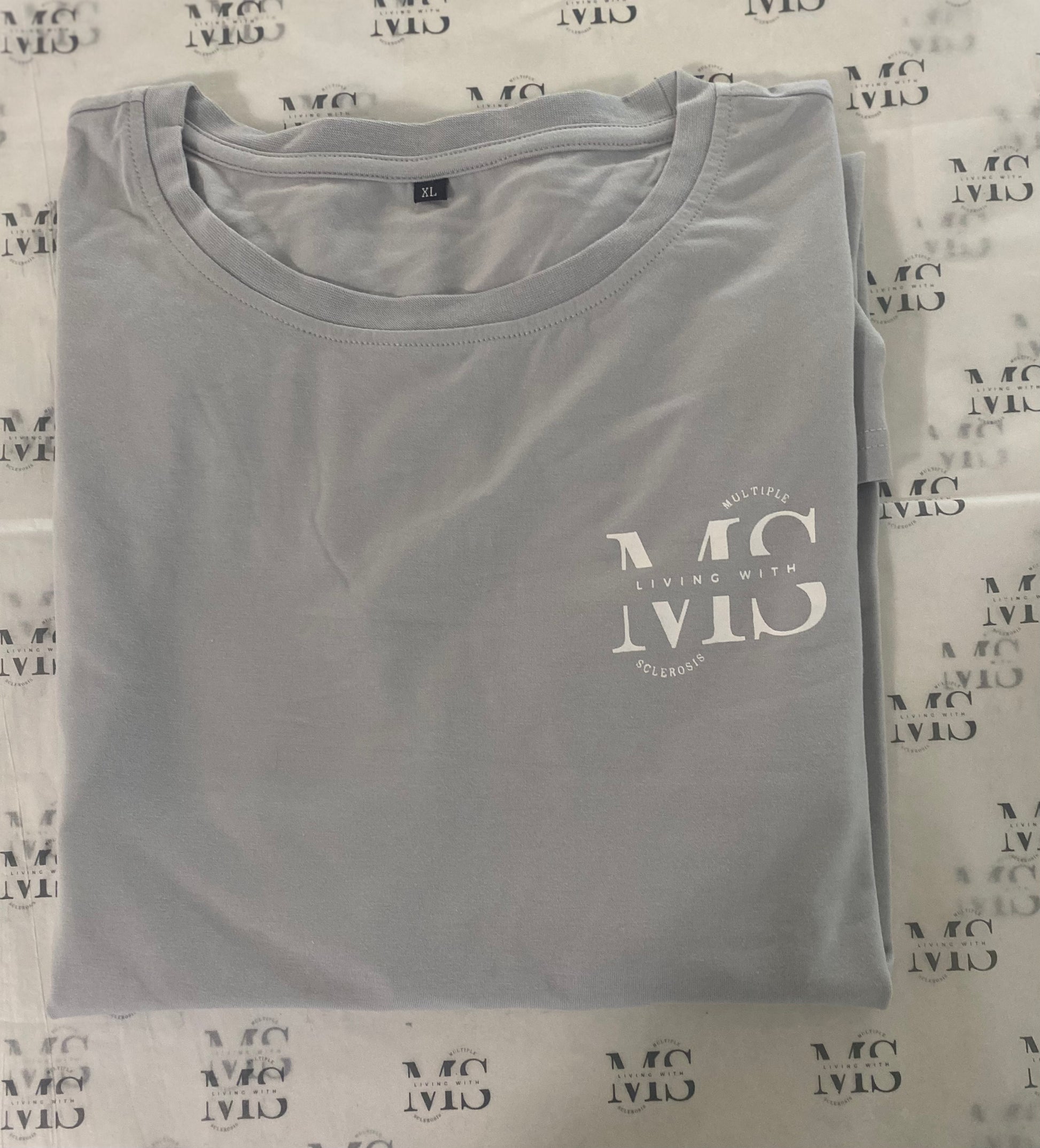 Grey T-shirt with White living with logo